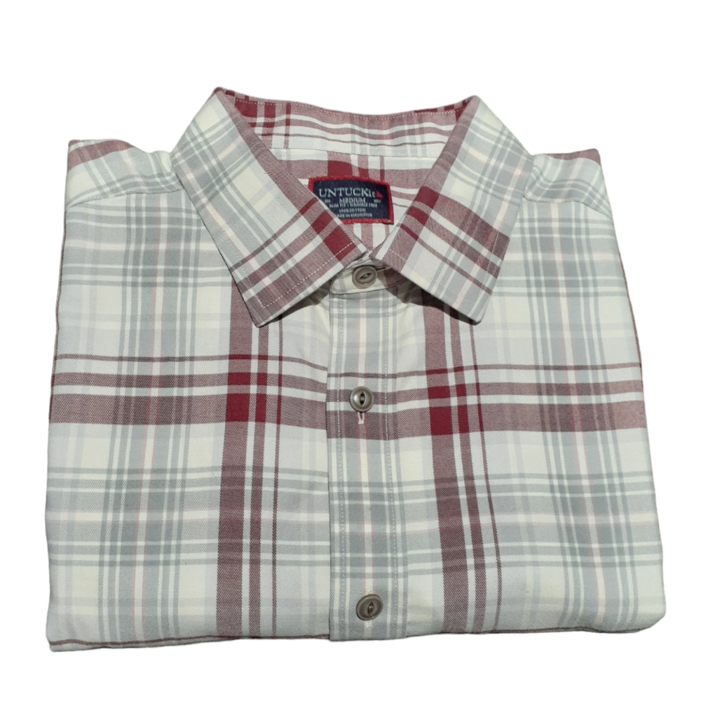 UNTUCKit Men's Spotteswoode Shirt Plaid Flannel Slim Fit Button-Down Size Medium